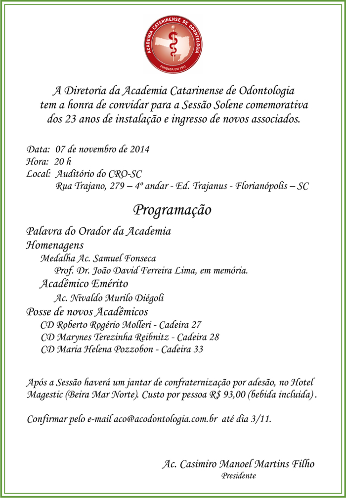 Convite Sessão Solene Novembro 2014